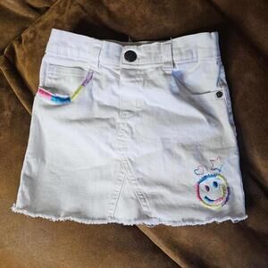 Garanimals White Denim Skirt with Embroidered Smiley Face - Kids Unisex